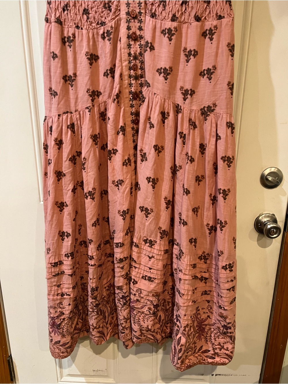 Anthropologie Dusty Pink Floral Maxi Dress with Smocked Waist Size 1X - Picture 4 of 6